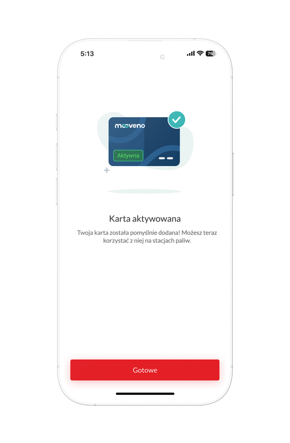 Uruchomienie karty odbywa się poprzez aplikacje Mooveno i zdefiniowanie PIN-u.